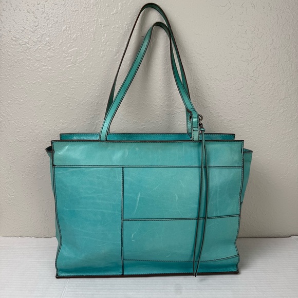 HOBO teal turquoise leather large tote bag purse - Picture 11 of 11